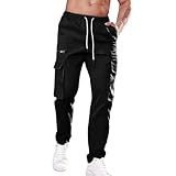 Herren-Cargohose, entspannte Passform, Jogger, Sweathose, Outdoor-Hose mit mehreren Taschen, leicht, atmungsaktiv, bequem, Workout, Wandern, Freizeitkleidung, Schwarz , S