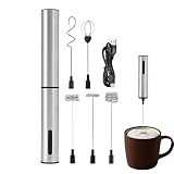 Milchaufschäumer – Getränkemischer – 3-Gang-Edelstahlstab-Schneebesen tragbarer Schaum-Mixer leise für Küche, Zuhause, Bar, Tee, Schokolade
