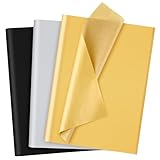 NEBURORA 60 Blatt mehrfarbiges Seidenpapier,Schwarz,Gold,Silber,3 Farben Geschenkpapier dekoratives Kunstdruckpapier für DIY-Abschlussfeiern, Geburtstagspartys, Geschenkverpackungs dekoration