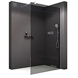 BERNSTEIN Duschwand 120 x 200 cm Glas Duschabtrennung Walk-In Dusche Nano ESG Echtglas Duschtrennwand EX101 graues Glas
