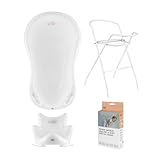 Hylat Baby Set: Stabile Babybadewanne mit Gestell, Badesitz und Abfluss - TÜV Rheinland zertifiziert - ideale Lösung für die tolle Badeerlebnisse - Lite-Kollektion - Farbe: Weiß, Motiv: Friends