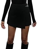 SOLY HUX Damen Hosenrock Kurze Hose Shorts Elegant Freizeitrock Hohe Taille Hosenrock Skort Festival Outfit Herbst Party Clubwear Schwarz M