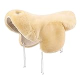 Merauno® Lammwolle Westernsättel-Sitzbezug, aus Merino Lammwolle mit Hornausschnitt. Sorget für optimalen Sitzkomfort. Passend für alle Westernsättel.(L,Farbe: Natur)