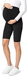 Be Mammy Kurze Umstandsleggings aus Viskose Bequeme und blickdichte Schwangerschaftsleggings Umstandsshorts Umstandsmode Sommer BE-04 (Schwarz, XL)