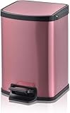 DZYHFCO Modischer, schlichter Edelstahl-Mülleimer, Haushaltstret-Mülleimer, kreativ, zusammenklappbar, moderner Mülleimer, 5 Farben, Badezimmer-Mülleimer (Roségold, 5 l)