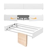 Fyeme Wäscheständer Wandmontage 50×25×7.3cm Wäscheständer Ausziehbar Wand mit 4 Pole Edelstahl Wäschetrockner Wand zum Kleiderständer Handtuchständer Schrankständer Schuhständer