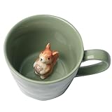 Eichhörnchen-Keramiktasse mit 3D-Tier im Inneren, 360 ml，handgefertigte Cartoon-tasse, süße Kaffeetasse mit interessantem Design,Geburtstagsgeschenk für Kaffee- und Milchteeliebhaber (Eichhörnchen)