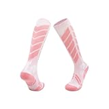 2pc；Skisocken aus Merinowolle; High-Top-Snowboard- und Skisocken; atmungsaktiv, abriebfest und blasenfrei; warme Unisex-Wintersocken; geeignet zum Wandern, Skifahren und Angeln (Kirschblütenrosa,L)