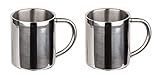 BigDean 2er Set Edelstahl-Thermobecher - 200ml je Campingbecher - Kaffeetasse aus hochwertigem Edelstahl - Kaffeebecher bruchsicher - doppelwandige Camping Tasse - glänzend