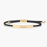 UNIQAL | Personalisiertes Armband mit Gravur 'FINESSE' für Herren und Damen | Edelstahl und geflochtenes Band | Verstellbar | Handgemacht in Deutschland | Gratis Etui (Gold)