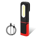 Arbeitsleuchte LED Akku Werkstattlampe, LED Arbeitsleuchte mit Taschenlampe, LED Werkstattlampe mit Magnet und Haken, LED Akku Strahler, COB Arbeitslampe für Auto Reparatur Camping Notfall