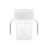 Twistshake 360 Cup Trinklernbecher Kinder mit Griffen 230 ml, Schnabeltasse Baby, auslaufsicherer 360°-Trinkrand, BPA Frei, 6+ Monate, Weiß