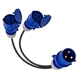 Btstil 32A Stecker auf 2 x 16A Steckdosen, 2-Wege Power Splitter Verteiler Generator Caravan Adapter Anschlussstecker mit 0,5 m Anschlusskabel IP44
