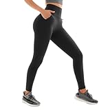Sanpetix Women's High Waist Sport Leggings mit Taschen, Sporthose Damen Lang mit Handytasche für Gym Yoga 1 Pack Schwarz SM