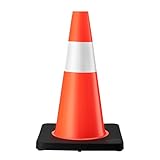 Wiltec Verkehrskegel 45 cm hoch, Leitkegel zum Absichern, Pylon reflektierend, Warnkegel aus robustem PVC und Gummi für Baustellen