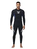 Owntop Herren Neoprenanzug 3/2mm - Vorderer Reißverschluss Voll Tauchanzüge, Stretch Pro Neopren-Nassanzug Thermische Volle Länge Tauchhaut zum Surfen Schnorcheln, Herren Blau 3XL