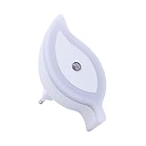 NUOBESTY LED Nachttischleuchte mit Blatt Bewegungssensor und Eu Stecker Tragbare Lampe für Schlafzimmer und Home Office Energieeffizientes Nachtlicht