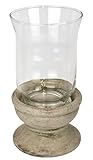Flair Flower Windlicht mit Glas Antik-Optik Outdoor Kerzenhalter Kerzenständer Terrasse Deko-Vase Tisch-Deko Gartendeko Weihnachten Laterne Deko-Objekt Pokal Vase Accessoire, 22cm