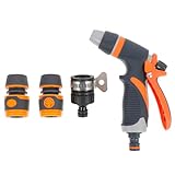 Angoily Hand Gartenspritze Satz Hochdruck Wassersprüher aus Robustem Kunststoff mit Schnellkupplung für Gartenbewässerung und Autowäsche Grau