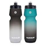 GLEKGLEK Fahrrad Trinkflasche 750ml, Geruchsfrei Sport Trinkflasche für Fitness Radfahren Wandern Schwimmen (Schwarz Weiß & Grün Schwarz)