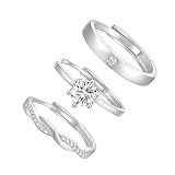 MUCCA 3 Stück Ring Silber 925 Damen Ringe Frauen Cubic Zirkonia Verlobungsring Damen Verstellbare Statement Ring Damen Stapelbare Daumenring Fingerring Set Schmuck