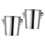 FELTECHELECTR 2st Tragbarer Eiskübel Wassereimer Kühler Eimer EIS Eimer Ktv-eiskübel Multifunktionaler Weinkübel Bar Eiskübel Desktop-eiskübel Eisbehälter Eishalterwanne Silver Rostfreier Stahl