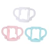 ULDIGI 3 Stck Babyflaschen Griffe Ergonomisch Milchflaschenhalter Komfortabel Sicher Passend Für Schmale Flaschen Weiß Blau Rosa