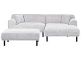 Ecksofa mit Ottomane Stoff helles Grau 3-Sitzer wasserabweisend linksseitig Holt