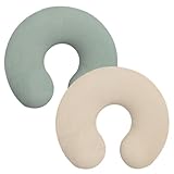 2 Stück Stillkissen Bezug 58x47cm Baumwolle Weich Atmungsaktiv Nursing Cover mit Reißverschluss Abnehmbar Waschbar Motherhood Breastfeeding Cover für Männliche Weibliche Babys (Aprikose Hellgrün)