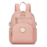 Miss Lulu Damen kleiner Rucksack Mini Cityrucksack Reiserucksack Wasserdichte Casual Daypack Tasche Schultertasche mehrzweck Umhängetasche für Arbeit Studium Reisen Einkauf Rosa