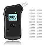 Alkoholtester, Promillemessgerät, Polizeigenau Alkoholmessgeräte mit 20 Mundstücken Blauer LCD-Anzeige Alkohol Tester für Den Einsatz zu Hause Oder Auf Partys