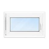 FENSTERVERSAND - Kellerfenster 80x50 Kunststofffenster Weiß - 2-fach Verglasung mit Klarglas - Dreh- & Kippfenster, Fenster 80x50 cm - DIN links - BxH: 800x500 mm, 70 mm Profil