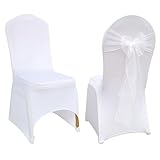 Aweisile Stuhlhussen Weiss 2 Stück Stuhlhussen Hochzeit Hochzeit Stretch Stuhlüberzug Universell Weiße Elegante Stuhl Stuhlbezug Hochzeit Weiße Stuhlhussen für Hochzeit Bankett und Party