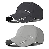 AYPOW 2 Pcs Baseball Cap Herren Damen, Schnelltrocknend Basecap Running Cap mit Reflektierende Krempe Unisex, Leichte Schildmütze Verstellbar Draußen Kappen Sonnenhut Golff Tennis Cappy Sommer Caps