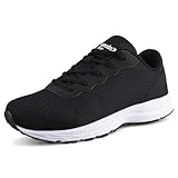 Knixmax Outdoor Extra Weit Laufschuhe für Breite Fuß Diabetiker Schuhe Walkingschuhe Leichte und Atmungsaktive Trainer Bequeme Turnschuhe Herren Damen Schwarz EU44