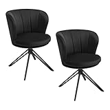 WOLTU Esszimmerstühle 2er Set, Esszimmersessel 360° Drehbar, Küchenstühle aus Samt, Relaxsessel mit Armlehne, Schminkstühle ergonomisch stilvoll, 150 kg belastbar Schwarz