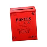 VALICLUD Vintage Metallbriefkasten Retro Stil Wandmontage Briefkasten aus Eisenblech mit Rostschutz Praktisch für Zeitungen und Briefe Haus Dekoration Fotorequisite Rot