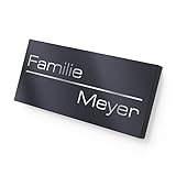 Graviers Namensschild aus rostfreiem Edelstahl mit Gravur in RAL7016 - Briefkastenschild mit Namen für die Haustür - selbstklebend oder Bohrlöcher - Türschild, Klingelschild Tür 8,5 x 3 cm