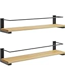 OROPY 2er Pack Gewürzregale Wandmontage für Küche, Gewürzhalter Organizer Hängend aus Kiefernholz, Küchenregal Wand Holz für Schranktür, Ankerkrautgläser, Gewürzdosen - Kiefernholz, 40x9cm
