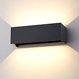 Klighten 30W Außenlampe Außenwandleuchte Anthrazit, Aussenleuchte Aussenlampe Wand UP Down, IP65, Wandleuchten Innen/Außen Mit Einstellbar Abstrahlwinkel,für Wohnzimmer Garten, Warmweiß 3000K