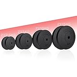 Physionics® Hantelscheiben - 2er Set (2.5/5/10/15 kg), Ø 30 mm, Kunststoff, Schwarz - Gewichtsscheiben Set Gewichte für Hantel/Langhatel/Kurzhantel (2 x 15 kg)