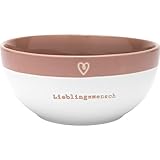 GRUSS & CO Schale mit Motiv 'Mensch' | Schale aus Steinzeug, farbig glasiert, mit Garvur und Spruch, 60 cl, Rosa | Frühstück, Müslischale, Geschenk | 48951