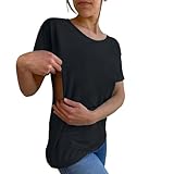 Damen Stillshirt Kurzarm Umstandsmode T-Shirt Stillen Stillfreundliches Umstandsshirt mit Reißverschluss Mama's Boobery Always On Tap Oberteil Elegant Schwangere Nursing Tops Still Shirts
