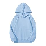 Hoodie Jungen Kapuzenpullover für Teenager Mädchen Kapuzenpulli Kinder Oversized Fleece Pullover Einfarbige Sweatshirt mit Kapuze Langarm Hooded Sweatshirt Baumwolle (Sky Blue, 18-24 Months)