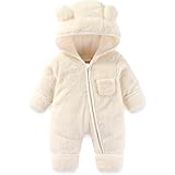 Baby Overall Winter,Baby Fleece-Overall Atmungsaktiver Unisex Jumpsuit mit Reißverschluss Strampler Fleece Overall für Babys Neugeborene Kleinkind Mädchen Jungen Warm Jumpsuit für (Beige, 0-3 Months)