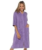 Undercover Damen Frottee-Bademantel 100% Baumwolle mit Reißverschluss, Flieder,