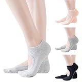 SPOKKI 3 Paar Yoga Socken Yoga Pilates Socke Atmungsaktiv Rosa & Grau Grip Socks Yogasoken Für Damen Pilates, Barre, Tanz, Fitness, Fashion, Barfuß, Trampolin, Zuhause für Damen und Herren