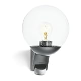 Steinel Außenwandleuchte L 585 S anthrazit, 180° Bewegungsmelder, Max.10 m Reichweite, klassisch, mundgeblasenes Glas, 229 x 215 x 312 mm