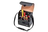 Parat Werkzeugtasche Top Line Mini (Werkzeugkoffer leer, inkl. 17 Einsteckfächer für Werkzeug, Material Con –Pearl/Rindsleder, Tasche mit Steckschloss, Größe 25 x 27 x 17 cm)