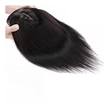 Haarteil Frauen Topper for Frauen, 7 x 12,5 cm, Haar-Topper mit Pony, Naturhaar-Perücke, Echthaar, Seidenbasis, Mittelteil, Haar-Clip for Einstecken, Haarverlängerung Haar Extensions(14 inches,Natural